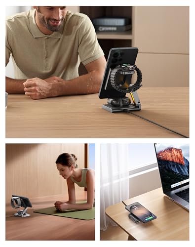 Qi2 Wireless Charging Station for Samsung Galaxy, Watch & Buds, 4 in 1 - color: Grey