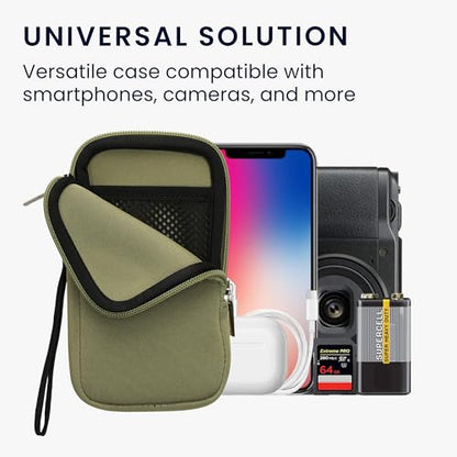kwmobile Universal Phone Pouch Size L - 6.5" - Neoprene Smartphone Pouch with Zip - Water-Repellent Mobile Phone Case - Sleeve in Gray Green - color: gray green, size: L - 6.5"
