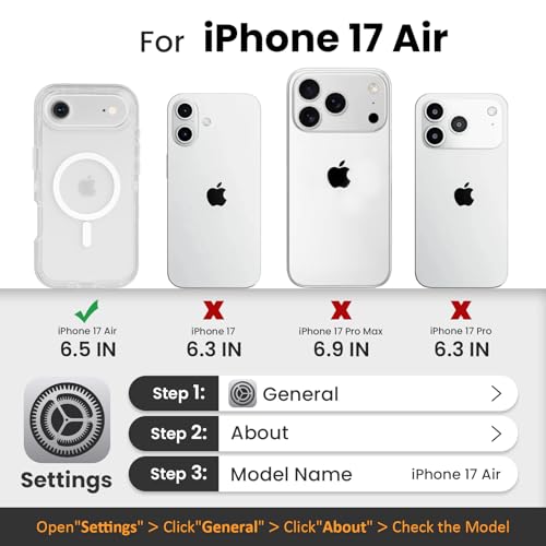 Follaroma Magnetic for iPhone 17 Air Case,Heavy Duty Phone Cases,Clear,6.5" | Compatible with MagSafe, Heavy Duty Shock proof Protection, Military-Grade Anti-Drop, Dual Layer Transparent Protective Cover - color: Clear, size: iPhone 17 Air 6.5''