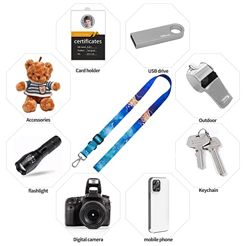 Phone Lanyards, Wrist Lanyards, Adjustable Neck Strap Blue Marble - color: Dark Blue
