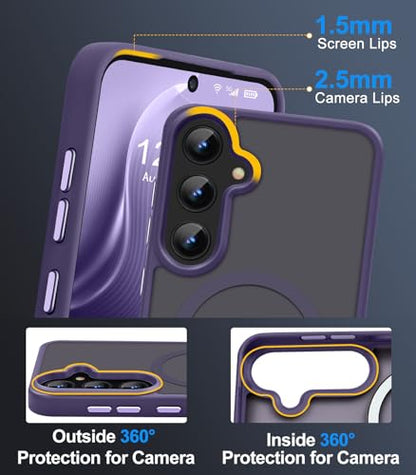 N52 Strong Magnetic Case for Samsung Galaxy S23 Case, Fit for MagSafe Thin Shockproof Drop Protection Translucent Non-Fingerprint/Scratch Slim Protective S23 Phone Case-Frosted Purple - color: Frosted Purple