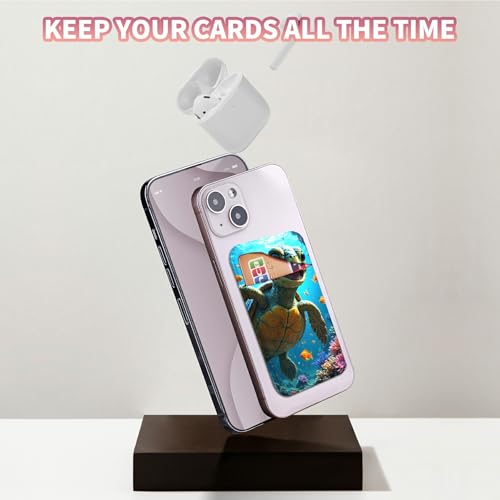 Phone Credit Card Holder Stick on, Cell Phone Pocket Self Adhesive Stretchy Stick on Wallet ID Credit Card Case Pouch Sleeve with Flap for All Smartphones, Baby Sea Turtle - color: Baby Sea Turtle