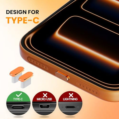 5PCS USB C Port Dust Plug & Speaker Dust Cover for iPhone 17 Pro Max - color: Orange