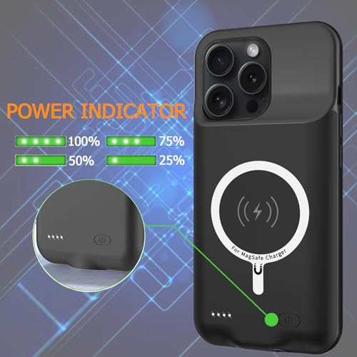 Battery Case for iPhone 15 Pro Max, Full Encircle 12000mAh Capacity Rechargeable Portable Charger Case Extended Battery Pack for iPhone 15 Pro Max(6.7 inch) Wireless Charging Case with Carplay-Black - size: iPhone 15 Pro Max (6.7 inch)