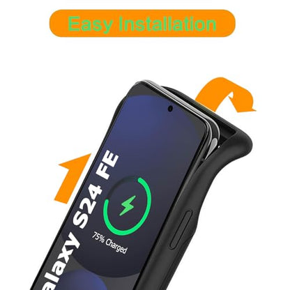 Battery Case for Galaxy S24 FE,12000mAh Portable Protective Smart Wireless Charging Case Support Carplay Compatible with Galaxy S24 FE(6.7 inches)Rechargeable Extended Battery Charger Case(Black) - size: for Galaxy S24 FE