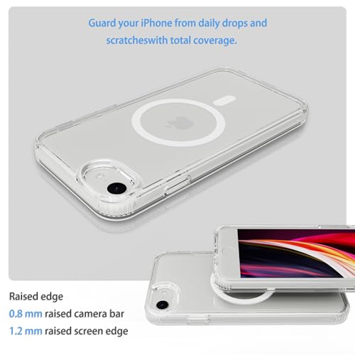 Magnetic iPhone SE2/SE3/8/7 case,Compatible with Magsafe, Military-Grade Protection,Slim Translucent Matte Shockproof with Anti-Scratch Anti-Fingerprint Phone Cover (transparent, iPhone SE2/SE3/8/7) - color: Transparent, size: iPhone SE2/SE3/8/7
