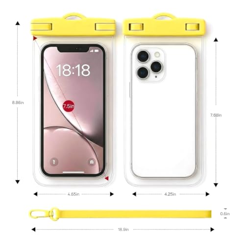 Waterproof Phone Pouch Compatible for iPhone 7in -Yellow, 1 Pack | IPX8 Waterproof Case, Beach Travel Must Haves, Beach Essential, Dry Bag, 1 Pack, for iPhone 17/16/15/14/13/12 Pro Max - color: B1-Yellow
