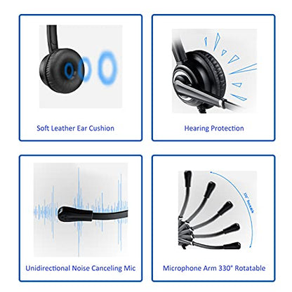 MAIRDI Office Headset with Microphone Noise Canceling, with RJ9 & 3.5mm Jack for Landline Deskphone Cell Phone PC Laptop, Telephone Headset for Call Center Phone, Work for Polycom Avaya Nortel