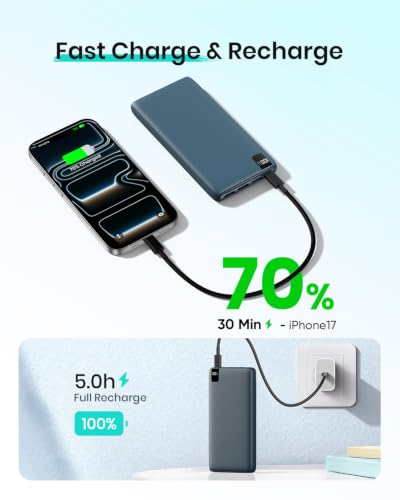 A ADDTOP Power Bank 20000mAh Fast Charging Built-in USB C Portable Charger - color: Blue