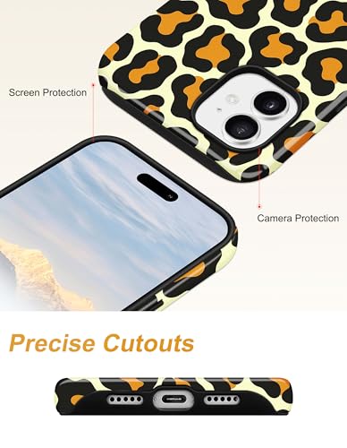 Jusy Magnetic Cheetah Phone Case for iPhone 16 Pro Max,Yellow Leopard | Compatible with MagSafe,Cute Aesthetic Tortoise Shell Design,TPU and PC Protective Shockproof Cover - color: Yellow Leopard