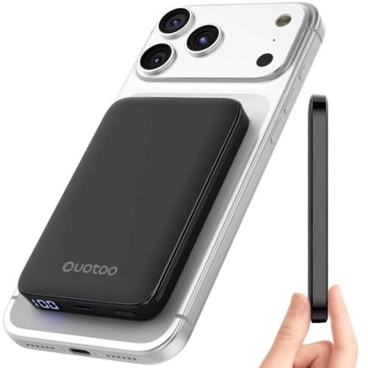 for Magsafe Portable Charger, 5000mAh Slim Wireless Magnetic Power Bank | 20W USB-C Power Delivery,LED Display,Travel Essential for Magsafe Battery Pack Compatible with iPhone 17-12 Series - color: black