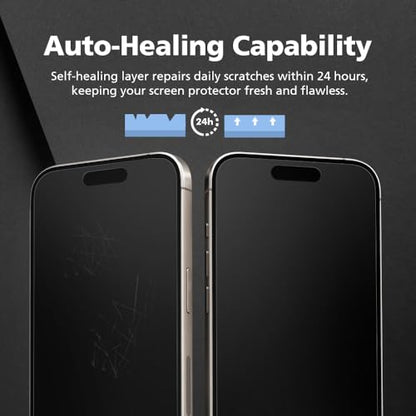 3-Pack Anti Glare Matte Screen Protector Compatible with iPhone 15, Break-Resistant PET EPU Film, Anti Fingerprint, Silky Touch, Dust Free & Easy Installation with Alignment Jig - size: iPhone 15