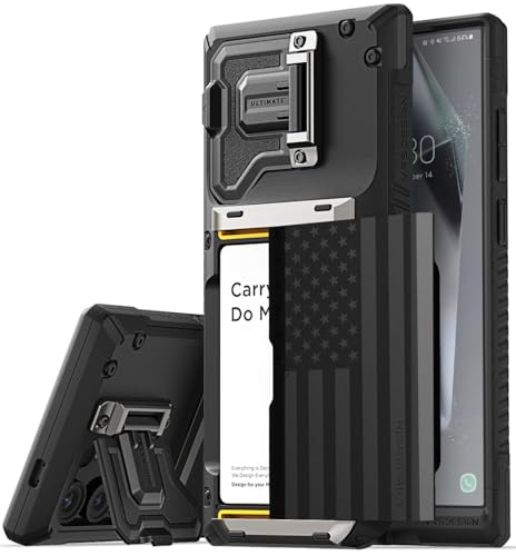 VRS DESIGN Damda Glide DuoGuard for Samsung Galaxy S24 Ultra Phone Case (2024), Premium Sturdy Fully Covered Camera Lens Protection Cover Card Holder Wallet Case (Liberty Black) - color: Liberty Black, size: Galaxy S24 Ultra