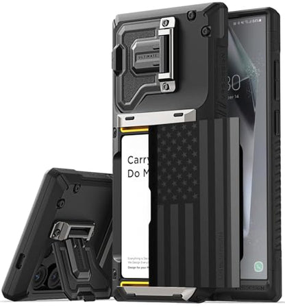 VRS DESIGN Damda Glide DuoGuard for Samsung Galaxy S24 Ultra Phone Case (2024), Premium Sturdy Fully Covered Camera Lens Protection Cover Card Holder Wallet Case (Liberty Black) - color: Liberty Black, size: Galaxy S24 Ultra