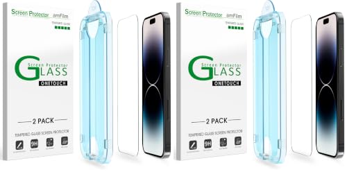 amFilm Auto-Alignment OneTouch for iPhone 14 Pro Max [6.7''] Screen Protector, Tempered Glass, 30 Seconds Installation, Bubble Free, Case Friendly, Anti-Scratch 4 Pack - size: 14 Pro-6.7" (Pack of 2)
