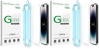 amFilm Auto-Alignment OneTouch for iPhone 14 Pro Max [6.7''] Screen Protector, Tempered Glass, 30 Seconds Installation, Bubble Free, Case Friendly, Anti-Scratch 4 Pack - size: 14 Pro-6.7" (Pack of 2)