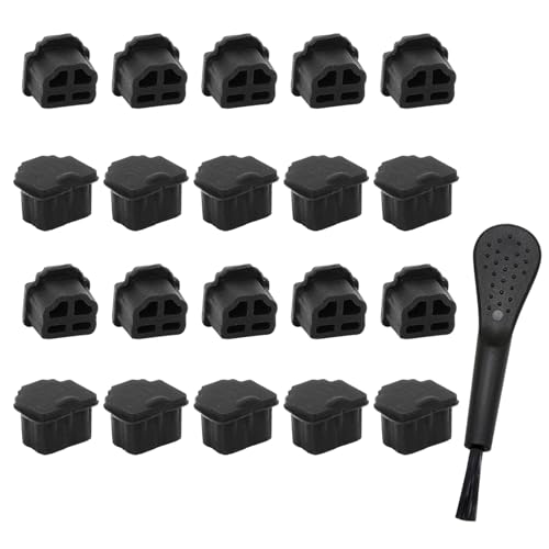 20Pcs RJ11 Anti Dust Plug Cover Cap Protector, Silicone RJ11 Female Dust Cover Protector for Telephone, Switches, Fax Machines, Optical Fiber Boxes and Other Equipment Port with Clean Bursh - size: RJ11