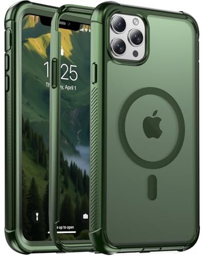 jaroco Magnetic for iPhone 11 Pro Max Case Heavy Duty Protection Army Green | Compatible with MagSafe,Military Grade Drop Protection,Translucent Matte,Non-Slip,Shockproof 2-Layer Durable Bumper Case - color: Army Green, size: iPhone 11 Pro Max