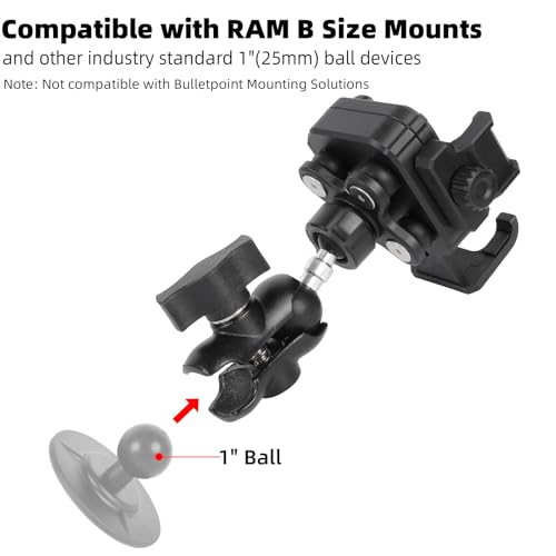 1" Ball Phone Mount Holder with Vibration Dampener ＆ 2.36" Short Double Socket Arm, Compatible with RAM B Size Mounts, Fits 5-7.2'' Phones, for Motorcycle Bike Boat ATV UTV Car Truck - style: 1" Ball Phone Holder with 2.36" Arm