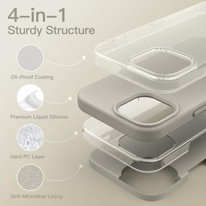JETech Silicone Case for iPhone 15 Pro, Natural Titanium | Silky Soft Touch, Shockproof Protection, Scratch Resistant, Microfiber Lining - color: Natural Titanium, size: iPhone 15 Pro
