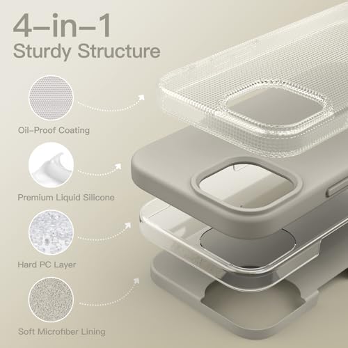 JETech Silicone Case for iPhone 15 Pro Max, Natural Titanium | Silky Soft Touch, Shockproof Protection, Scratch Resistant, Microfiber Lining - color: Natural Titanium, size: iPhone 15 Pro Max
