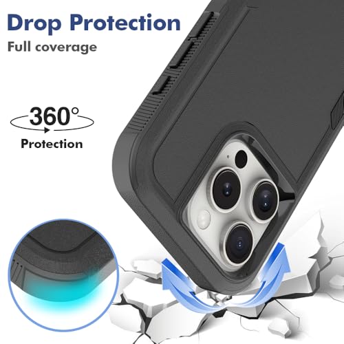 Heavy‑Duty Rugged Anti‑Drop Shockproof Protective Phone Case for iPhone 16 Pro, Durable Protective Shell, Black - color: Black, size: iPhone 16 Pro