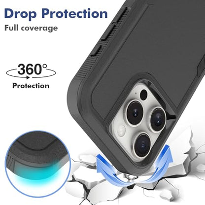 Heavy‑Duty Rugged Anti‑Drop Shockproof Protective Phone Case for iPhone 16 Pro, Durable Protective Shell, Black - color: Black, size: iPhone 16 Pro