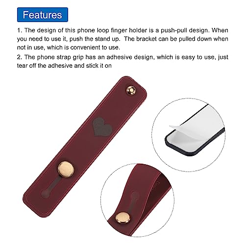 MECCANIXITY 2 Pcs Phone Loop Finger Holder Silicone Phone Strap Grip Holder Cell Phone Grip Stand for Most Smartphones Dark Red,Dark Pink - color: Dark Red,Dark Pink