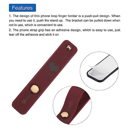 MECCANIXITY 2 Pcs Phone Loop Finger Holder Silicone Phone Strap Grip Holder Cell Phone Grip Stand for Most Smartphones Dark Red,Dark Pink - color: Dark Red,Dark Pink