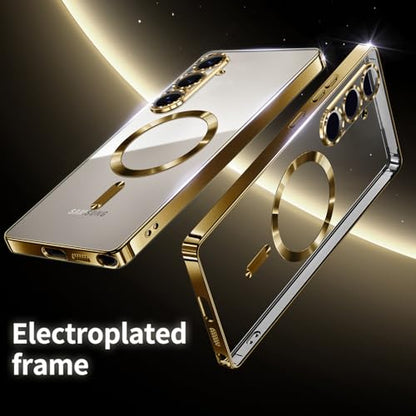 Hurgoer for Samsung Galaxy S25 Case.Soft TPU Electroplated Frame Cover with Clear Back.Drop Tested Protective Full Body S24 Case.Thin Light Slim【Not Magsafe】 (Gold, S25/S24) - color: Gold, size: S25/S24