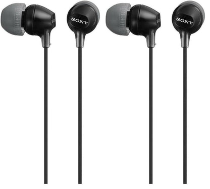 Sony MDREX15LP in-Ear Earbud Headphones, Black, Model Number: MDREX15LP/B (Pack of 2) - color: Black (Pack of 2), style: 3.5mm Aux, No Mic