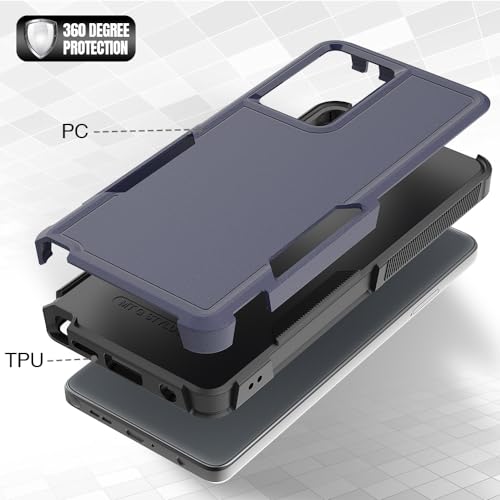 for Moto G Stylus 5G 2024 Case: Dual Layer Protective Heavy Duty Cell Phone Cover Shockproof Rugged with HD Screen Protector - Military Protection Bumper Tough - Motorola Moto G Stylus 5G 2024, Blue - color: Navy Blue (PC) + Black (TPU)