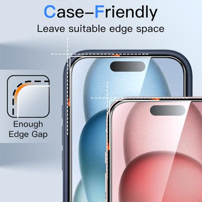 JETech 360° Privacy Screen Protector for iPhone 15 Plus, 2-Pack - size: iPhone 15 Plus