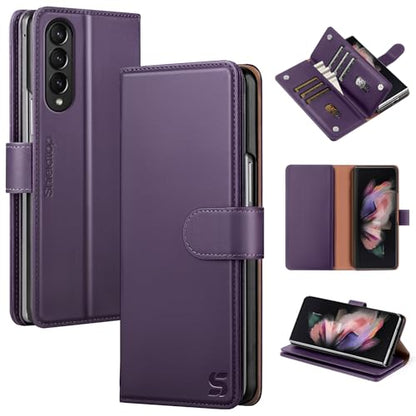 Shieldtop Compatible with Samsung Galaxy Z Fold 3 Wallet Case with Card Holder,Women Man RFID Blocking PU Leather Flip Shockproof Protective Cover Credit Card Holder Slots Kickstand,Purple - color: Purple, size: Samsung Galaxy Z Fold 3