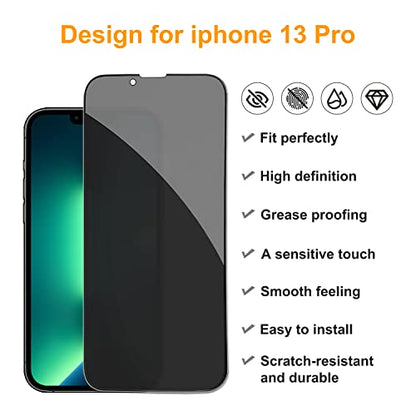 PEHAEL for iPhone 13 Pro Privacy Screen Protector+Camera Lens Protector