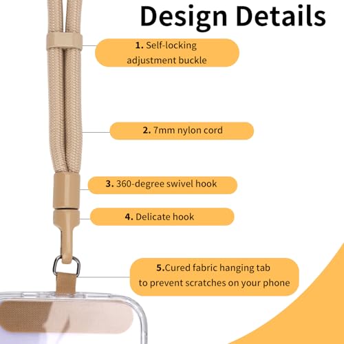 Phone Wrist Strap with Tether Tab, Anti-lossing Phone Lanyard Mobile Equipment Strap Adjustable Wristlet - color: Khaki