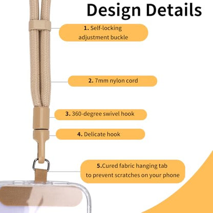 Phone Wrist Strap with Tether Tab, Anti-lossing Phone Lanyard Mobile Equipment Strap Adjustable Wristlet - color: Khaki