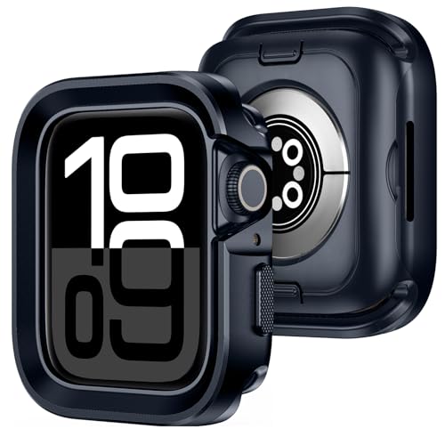 Amizee 2 in 1 Metal Rugged Case Compatible with Apple Watch Series 11/10 42mm, Aluminum Shockproof Protective Bumper Cover for iWatch 42mm, Blue - color: Blue, size: 42 mm