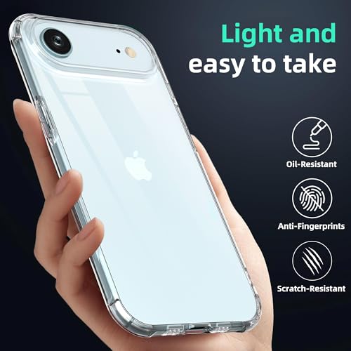 ONES for iPhone Air /17 Air Case Clear, Slim Soft TPU Silicone Cover, Military Drop Protective Thin Phone Bumper Case with Shockproof Airbags, Dropseys Slippery Sturdy, Durability, Transparent - color: HD High Transparency, size: iPhone 17 Air