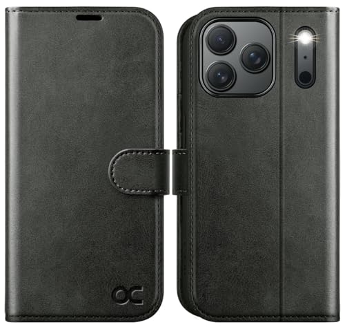 OCASE Compatible with iPhone 17 Pro Wallet Case, PU Leather Flip Folio Case with Card Holders RFID Blocking Kickstand [Shockproof TPU Inner Shell] Phone Cover 6.3 Inch 2025, Graphite - color: Graphite