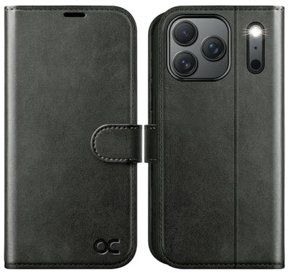 OCASE Compatible with iPhone 17 Pro Wallet Case, PU Leather Flip Folio Case with Card Holders RFID Blocking Kickstand [Shockproof TPU Inner Shell] Phone Cover 6.3 Inch 2025, Graphite - color: Graphite