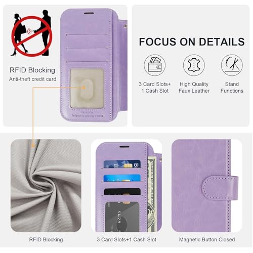 VANAVAGY Wallet Case for iPhone 11 6.1 inch, Clove Purple | 12ft Drop-proof Cover for Women Men, Silm PU Leather, RFID Blocking Card Holder, Wrist Strap, Screen Protector - color: Clove Purple