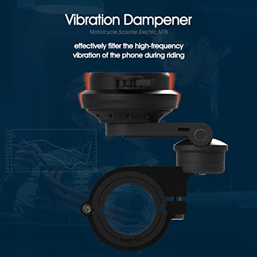 Motorcycle Phone Mount,Bike Cell Phone Holder with Vibration Dampener module,Out Front Bicycle Handlebar Mount for Mountain Road EBike,Scooter,Moto,MTB【Series C - 2nd Gen】Angle Adjustment Edition - color: 【Vibration Dampener】Handlebar Mount Pro-Black
