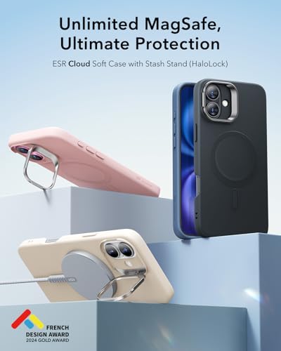 ESR for iPhone 16 Pro Case with Stand for MagSafe, Silicone, Light Tan | Silicone Phone Case, Compatible with MagSafe, Military-Grade Drop Protection, Slim - color: Light Tan