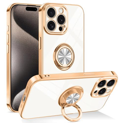 Dinick White for iPhone 15 Pro Case with Ring Holder Kickstand - color: White, size: 6.1'' iPhone 15 Pro