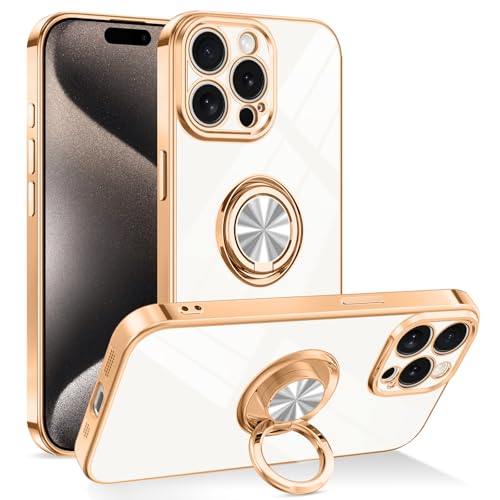 Dinick White for iPhone 15 Pro Max Case with Ring Holder Kickstand - color: White, size: 6.7'' iPhone 15 Pro Max