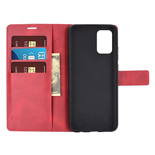 Flip Case for Samsung A03S Wallet PU Leather Magnetic Protective Cellphone Case for Samsung Galaxy A02S A025M A03S A037M Folio Book Cover with Stand (Red) - color: Red