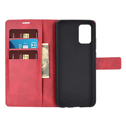 Flip Case for Samsung A03S Wallet PU Leather Magnetic Protective Cellphone Case for Samsung Galaxy A02S A025M A03S A037M Folio Book Cover with Stand (Red) - color: Red