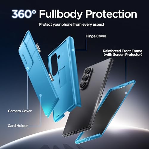 TONGATE Wallet for Z Fold 7 Case with Privacy Screen Protector, Lake Blue - color: Lake Blue
