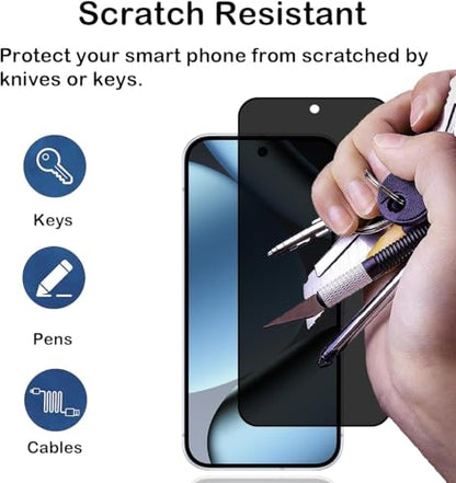 CJY For Google Pixel 10 Pro XL Privacy Screen Protector, 2+2 Pack Tempered Glass with Camera Lens Protector, 3D Curved HD Clear, Case Friendly, 9H Scratch Resistant, Fingerprint Unlock Compatible - color: Google Pixel 10 Pro XL Privacy